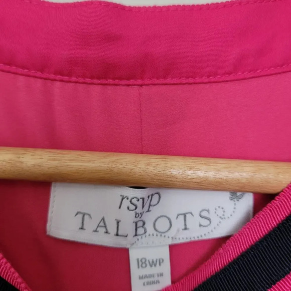 rsvp by TALBOTS Womens Suit Jacket Size 18WP Pink Floral Cotton Lace Pockets - Picture 2 of 9